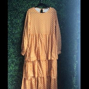 Shein•Yellow Polk-a-dot Maxi Dress